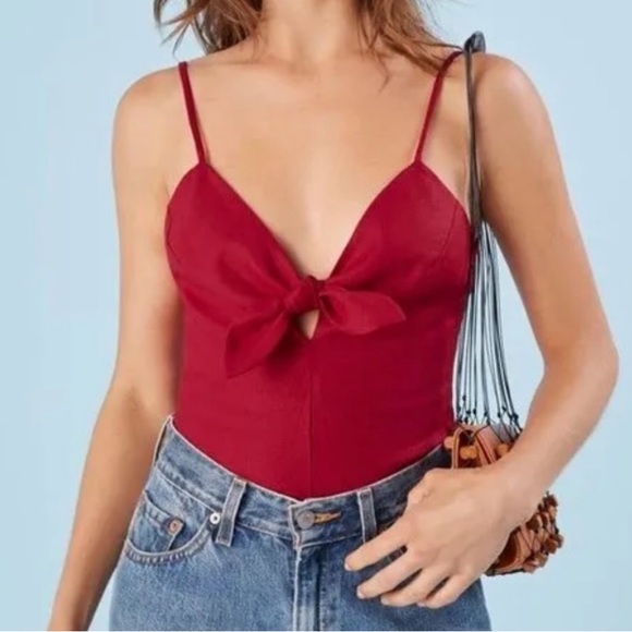 REFORMATION Red Linen Top - Picture 2 of 6